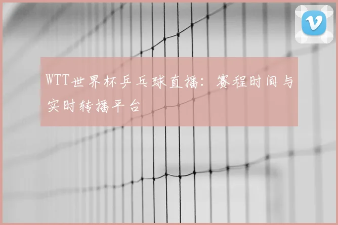 WTT世界杯乒乓球直播：赛程时间与实时转播平台